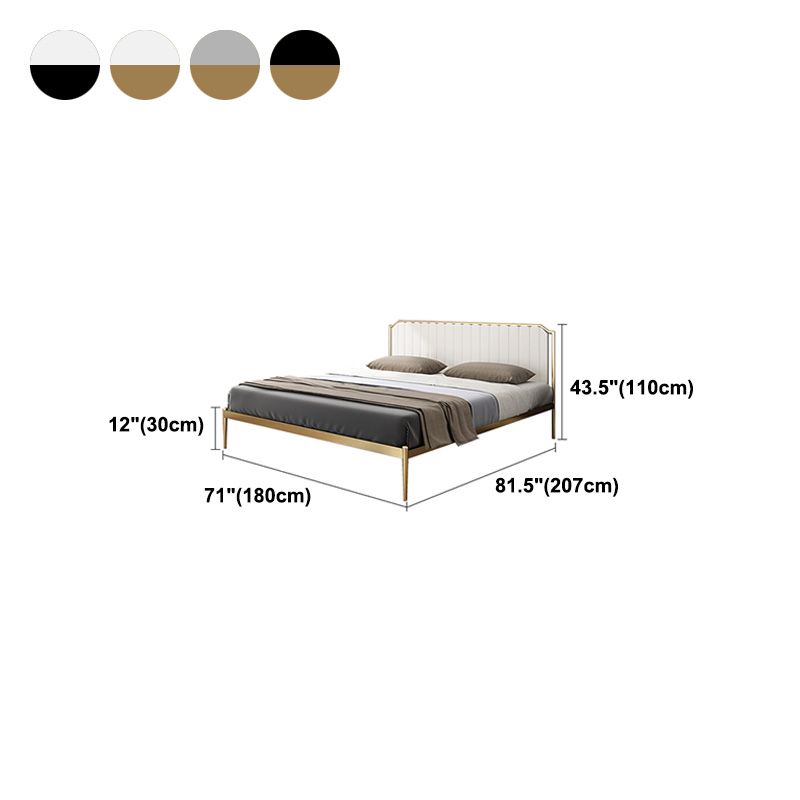 Glam Metal Panel Standard Bed, Beveled Upholstered Headboard Bed Clearhalo 'Bedroom Furniture' 'Beds' 'furn' 'furn_beds' 'Furniture' 1200x1200_66408d54-805d-4152-bad1-bfd0fb319be9