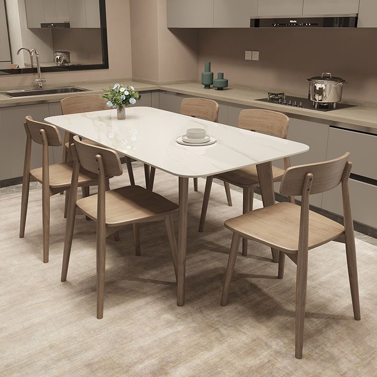 Medieval Modern Sintered Stone Top Dining Table Rectangle Table with Wooden 4 Legs Clearhalo 'Dining Tables & Seating' 'Dining Tables' 'dining_table' 'furn' 'furn_dining_table' 'Furniture' 'furniture_dining_table' 'Kitchen & Dining Furniture' 'kitchen' 'kitchen_dining_table' 1200x1200_66418b82-6c64-4540-be35-770f6ad4a969