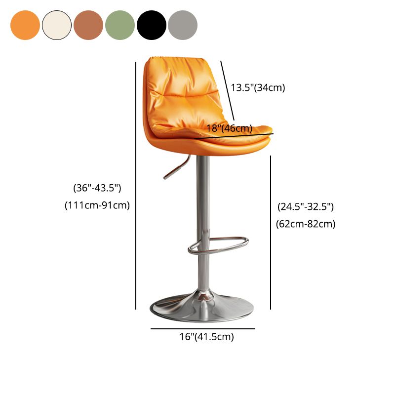 Modern Leather Adjustable Height Barstool Indoor Bar Stool with Iron Legs and Low Back Clearhalo 'Bar Furniture' 'Bar Stools' 'bar_stools' 'furn' 'furn_bar_stools' 'furniture_bar_stools' 'Kitchen & Dining Furniture' 'kitchen&dining_furn' 'kitchen' 'kitchen_furn' Furniture' 1200x1200_66428827-baab-4b23-bcff-e51130485d78