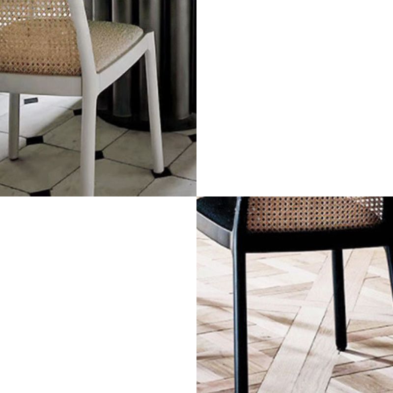 Eigentijdse armloze stoelen gestoffeerde eetstoelen met houtbasis