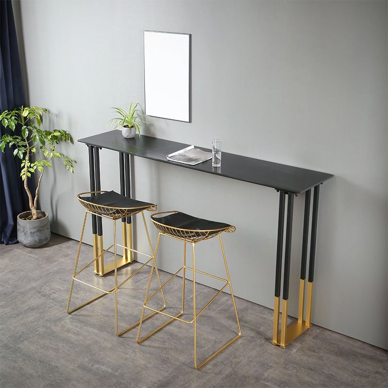 Stone Top Bar Table Traditional Luxury Rectangle Bar Table with Sled Base in Gold Clearhalo 'Bar Furniture' 'Bar Tables' 'bar_tables' 'furn' 'furn_bar_tables' 'Furniture' 'furniture_bar_tables' 'Kitchen & Dining Furniture' 1200x1200_66436fb6-3c8b-491d-a2b2-30087a17578e