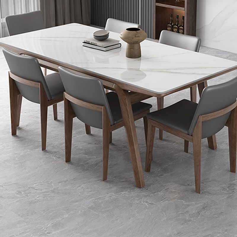 Rectangle Table Medieval Modern Sintered Stone Top Dining Table with Wooden Base Clearhalo 'Dining Tables & Seating' 'Dining Tables' 'dining_table' 'furn' 'furn_dining_table' 'Furniture' 'Kitchen & Dining Furniture' 1200x1200_6645bfc6-b42d-4f88-8bee-cfff1b4d1308