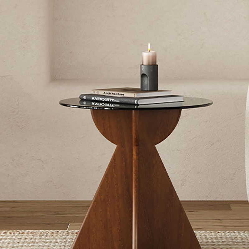 Living Room End Table Contemporary Round Abstract Glass Side Table