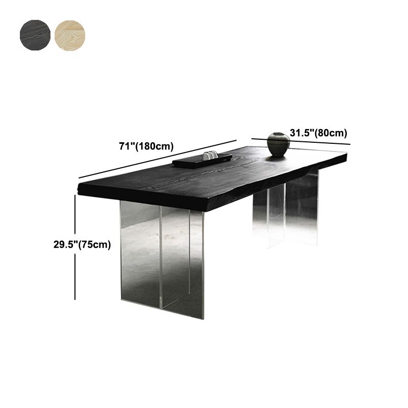 Pine Wood Top Dining Table Contemporary Rectangle Dining Table with Double Pedestal Base Clearhalo ' dining_table' 'Dining Tables & Seating' 'Dining Tables' 'furn' 'furn_dining_table' 'Furniture' 'furniture_dining_table' 'Kitchen & Dining Furniture' 'kitchen&dining_furn' 'kitchen' 'kitchen_dining_table' 1200x1200_6648bfe8-c87e-4805-affc-2fbe874b217f