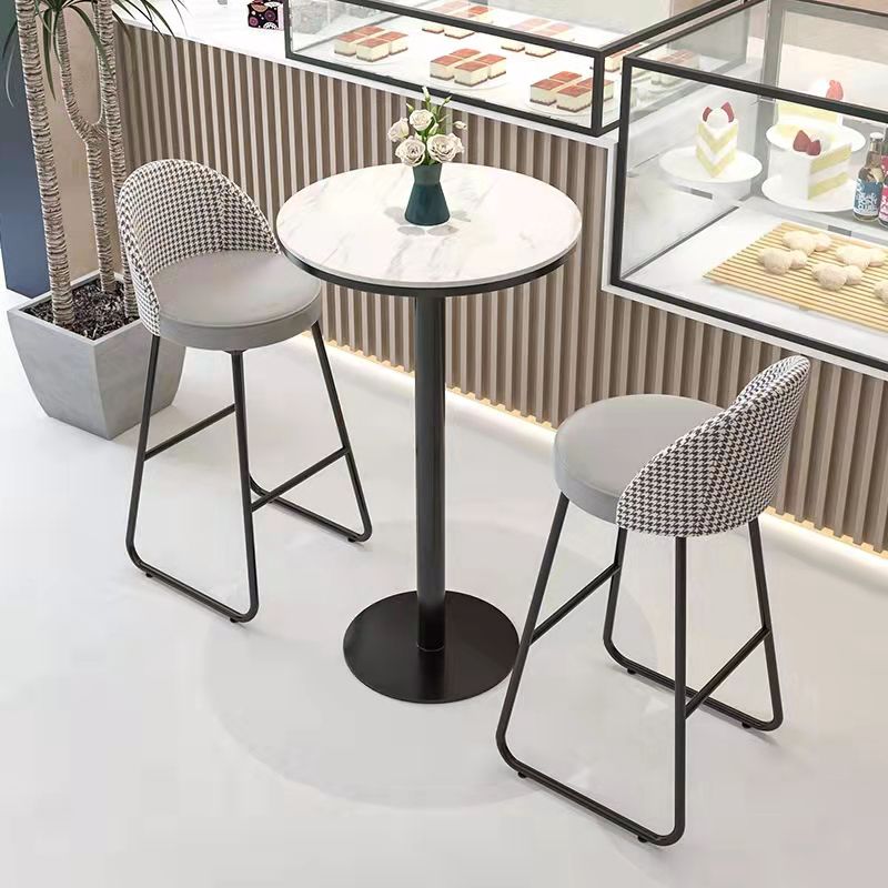 Industrial Metal Bar Table 23.6" Round Faux Marble Top Pedestal Bistro Table for Cafe Clearhalo 'Bar Furniture' 'Bar Tables' 'bar_tables' 'Furniture' 'furniture_bar_tables' 'Kitchen & Dining Furniture' 'kitchen&dining_furn' 'kitchen' 1200x1200_664a1cf3-f9a3-4036-a85c-19cb36bc0421