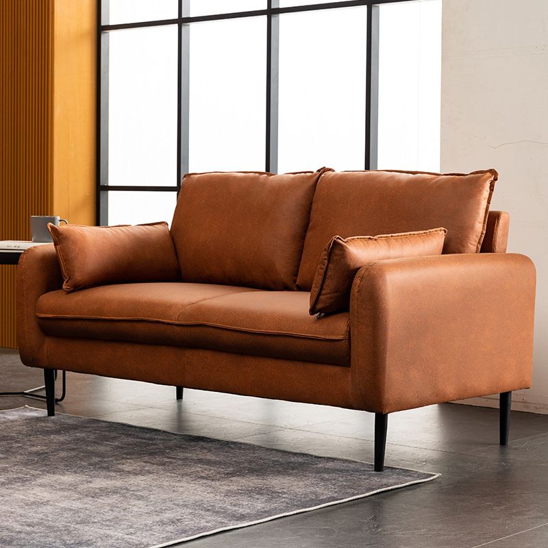 Contemporary Pillow Back Couch Square Arm Leather Sofa for Living Room Clearhalo 'furn' 'furn_sofas' 'Furniture' 'furniture_sofas' 'Living Room Furniture' 'Sofa' 'sofas' 1200x1200_664a337f-bbac-415a-85ea-fcd4049d4717