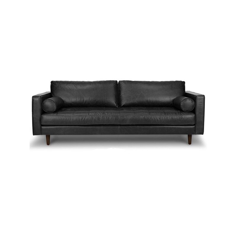 33.46" H Genuine Leather Square Arm Sofa with Down Fill Cushions for Apartment Clearhalo 'furn' 'furn_sofas' 'Furniture' 'furniture_sofas' 'kitchen' 'kitchen_sofas' 'Living Room Furniture' 'Sofa' 'sofas' 1200x1200_664ad94b-77c2-4298-a5f6-6698b89e6900