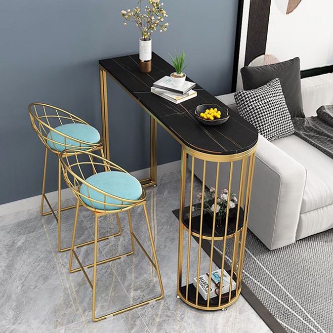 Glam White Marble Pub Table with Specialty Table Top Double Pedestal Table - 42" H Clearhalo 'Bar Furniture' 'Bar Tables' 'bar_tables' 'furn' 'furn_bar_tables' 'Furniture' 'furniture_bar_tables' 'Kitchen & Dining Furniture' 1200x1200_664b3adc-a3f4-4e25-a963-00f883a5dc85