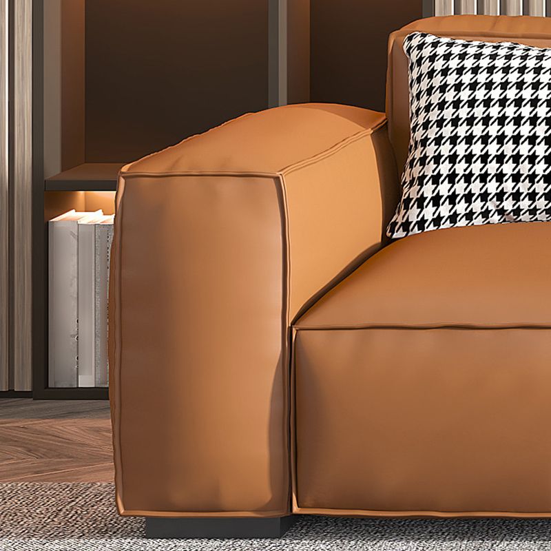 Contemporary Genuine Leather Settee Square Arm Loveseat in Green/Beige/Brown/Gray Clearhalo 'furn' 'furn_sofas' 'Furniture' 'furniture_sofas' 'Living Room Furniture' 'Sofa' 'sofas' 1200x1200_664c4393-6315-400b-9261-a83dc0425ec0