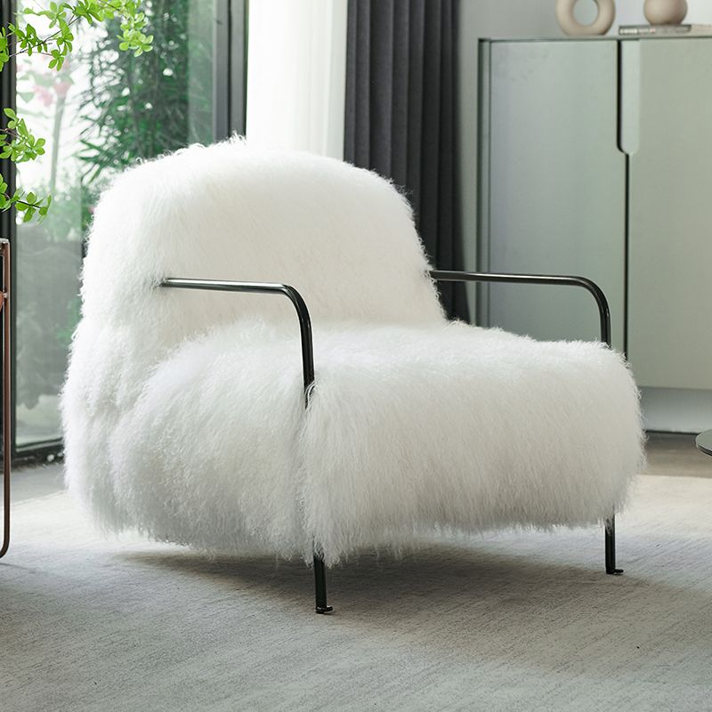 Contemporary 29.52 " Height White Wool Arm Chair for Bedroom Clearhalo 'Accent Chairs' 'accent_chairs' 'Chairs & Seating' 'furn' 'furn_accent_chairs' 'Furniture' 'Living Room Furniture' 1200x1200_664cc60d-8f90-46fb-b898-40d44abee0cb