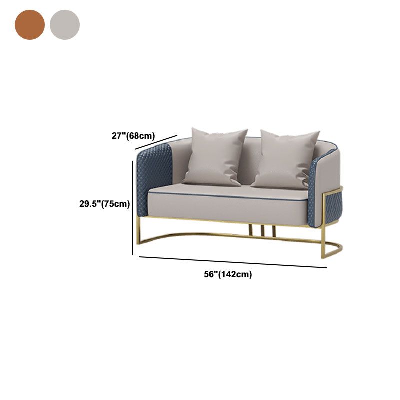 Genuine Leather Sofa Contemporary Tuxedo Arm Sofa with Tight Back