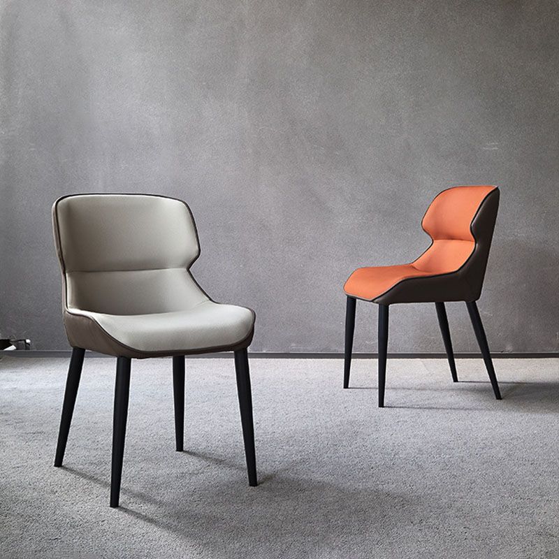 Industrial Wingback Parsons Chair for Home Faux Leather Side Chair