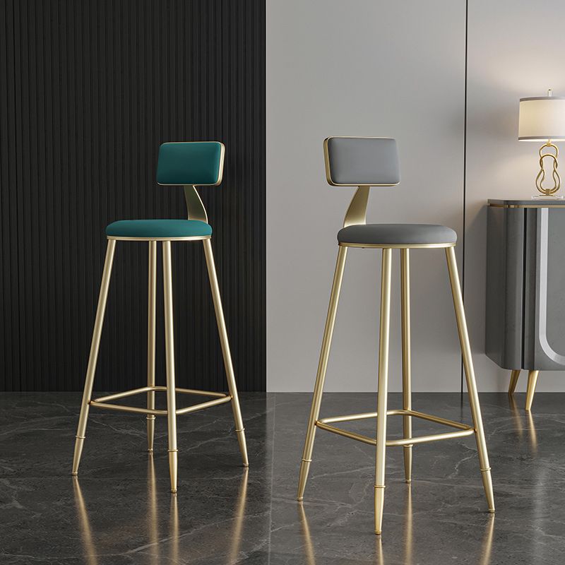 Nordic Armless Backrest Counter Stool Iron Dining Room Bar Stool with Cushion and Pedal Clearhalo 'Bar Furniture' 'Bar Stools' 'bar_stools' 'furn' 'furn_bar_stools' 'Furniture' 'furniture_bar_stools' 'Kitchen & Dining Furniture' 1200x1200_6651fd44-c05e-4469-a806-d92ffc1dceb3