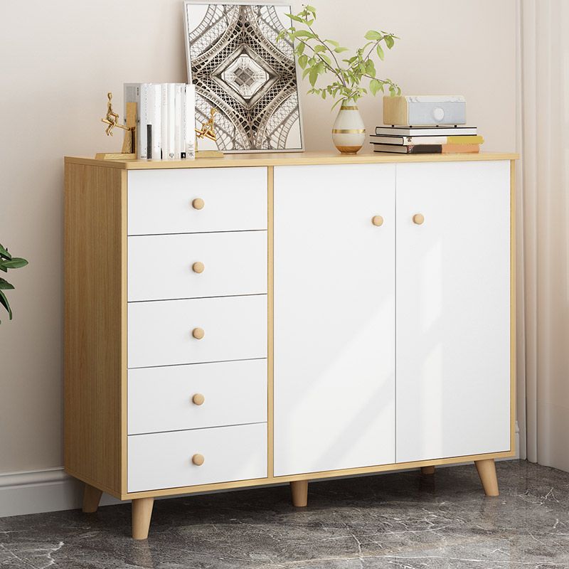 Scandinavian Natural Wood Storage Chest with Drawers for Home