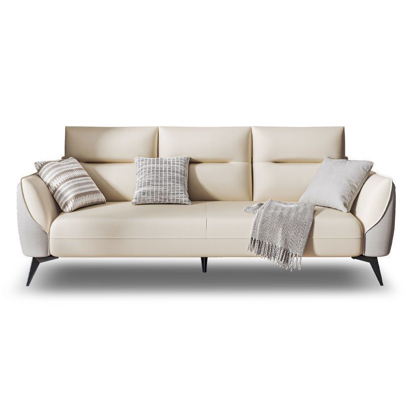 Contemporary Faux Leather Square Arm Sofa Standard Sofa with Sewn Pillow Back Clearhalo 'furn' 'furn_sofas' 'Furniture' 'furniture_sofas' 'Living Room Furniture' 'Sofa' 'sofas' 1200x1200_665359ba-b69d-4a8a-bed2-f0cfefd0bed3