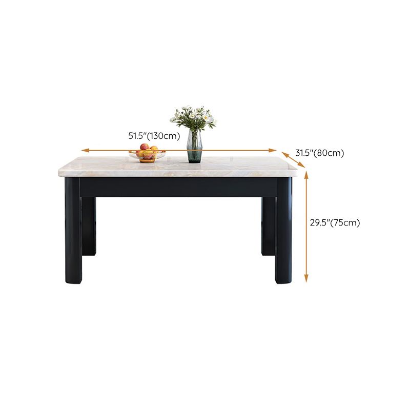 Contemporary Style Rectangle Marble Fixed Dinner Table with 4 Legs Clearhalo 'Dining Tables & Seating' 'Dining Tables' 'dining_table' 'furn' 'furn_dining_table' 'Furniture' 'Kitchen & Dining Furniture' 1200x1200_66577f3a-c27d-49ec-b0fd-805a6f31df64