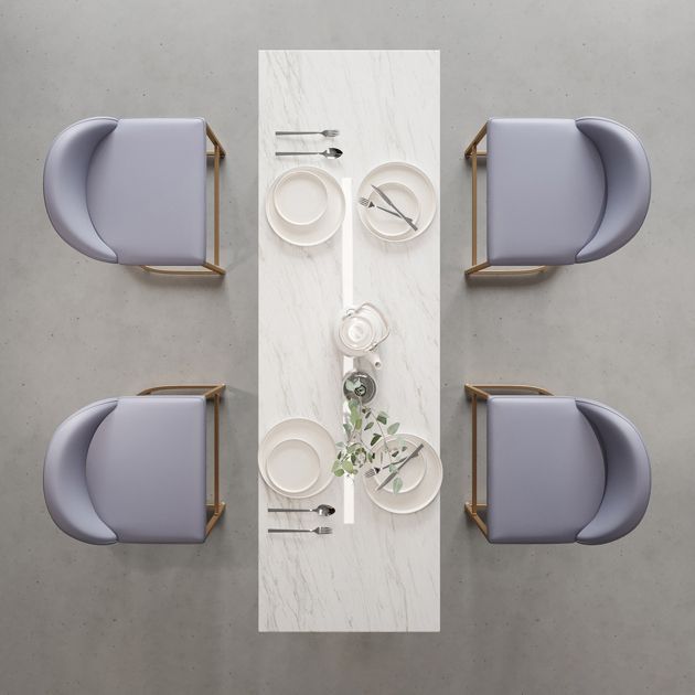 Tavolo da pranzo in pietra glam tavolo da bar rettangolo con doppio piedistallo per soggiorno