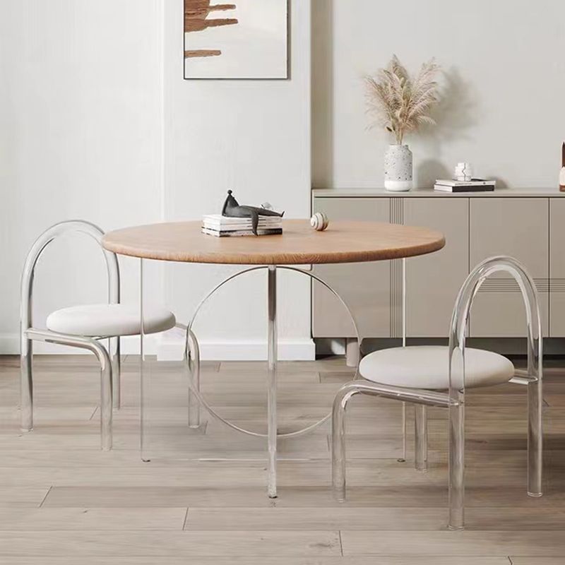 Round Dining Table Set 1/2/3/4 Pcs Acrylic Base Table and Chairs Clearhalo 'Dining Room Sets' 'Dining Tables & Seating' 'dining_room_set' 'furn' 'furn_dining_room_set' 'Furniture' 'Kitchen & Dining Furniture' 1200x1200_6659b593-1456-48e9-a0b4-7bc9eadc36bc