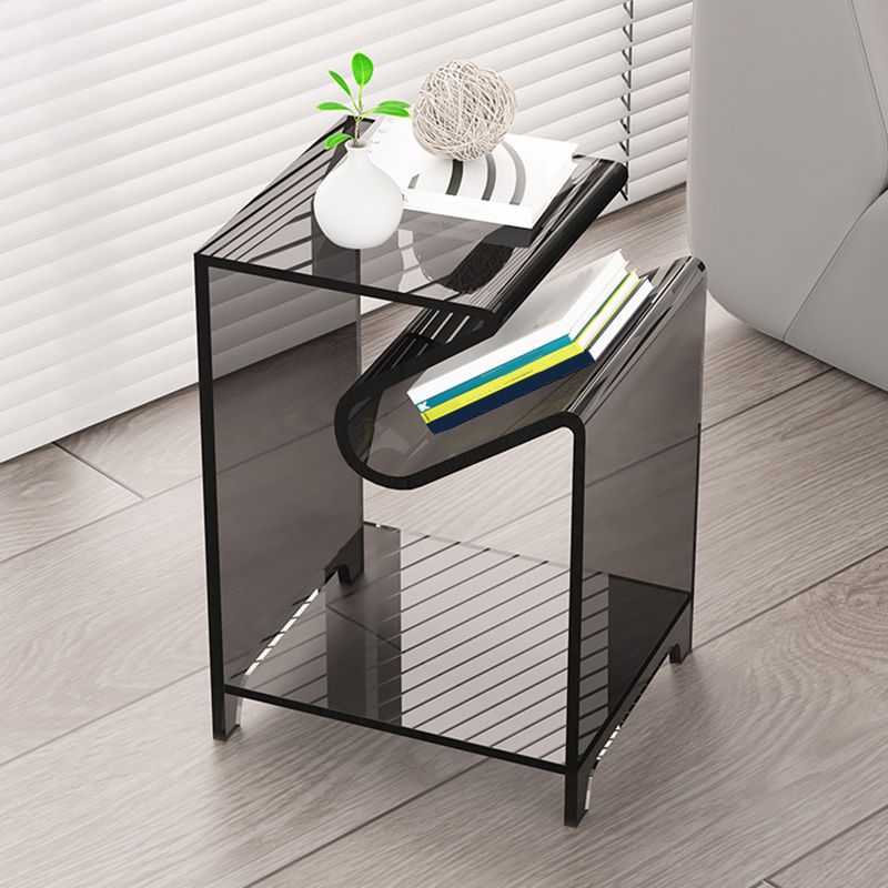 Modernistic Sofa Side Accent Table Plastic 4 Legs Double Tier Rectangular Clearhalo 'Coffee & Accent Tables' 'End & Side Tables' 'end_side_tables' 'furn' 'furn_end_side_tables' 'Furniture' 'Living Room Furniture' 1200x1200_665b773e-2a6f-4c8c-8b60-69dd4fc8434b