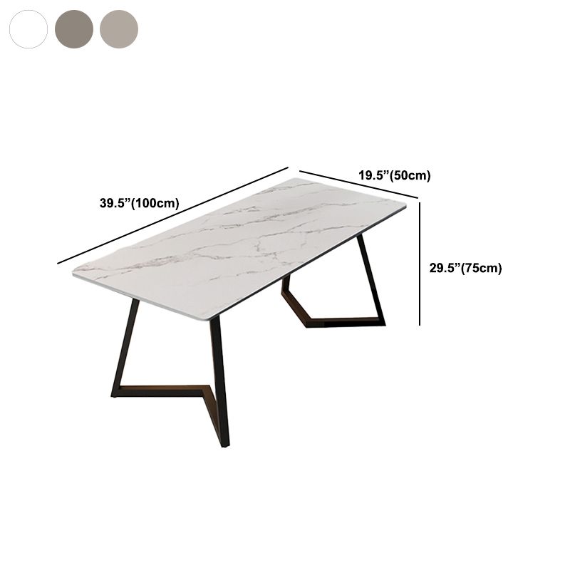 Scrivania rettangolare grigia/bianca scrivania da letto da letto con gambe metalliche