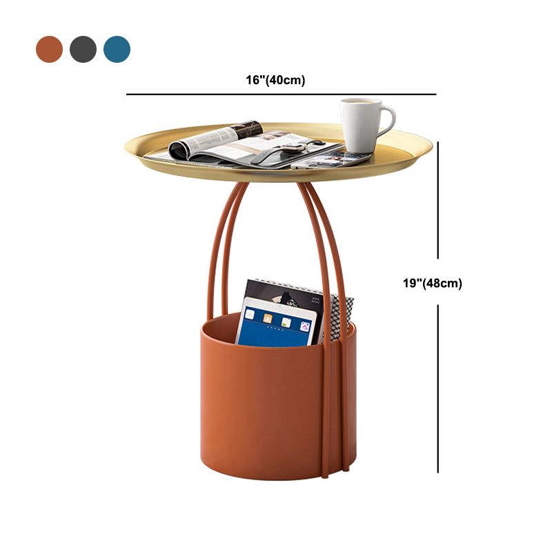 Mid-Century Tray Top Side End Table Metal Corner Table for Living Room