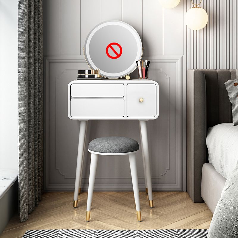 Tavolo da banco di vanità per trucco moderno con cassetto in bianco/rosa per camera da letto