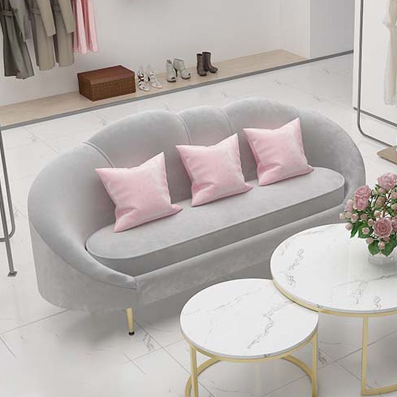 Velvet Curved Sofa Contemporary Sloped Arm Sofa for Living Room Clearhalo 'furn' 'furn_sofas' 'Furniture' 'Living Room Furniture' 'Sofa' 'sofas' 1200x1200_6662b58e-cb55-4b61-b9dd-c6281a285c9e