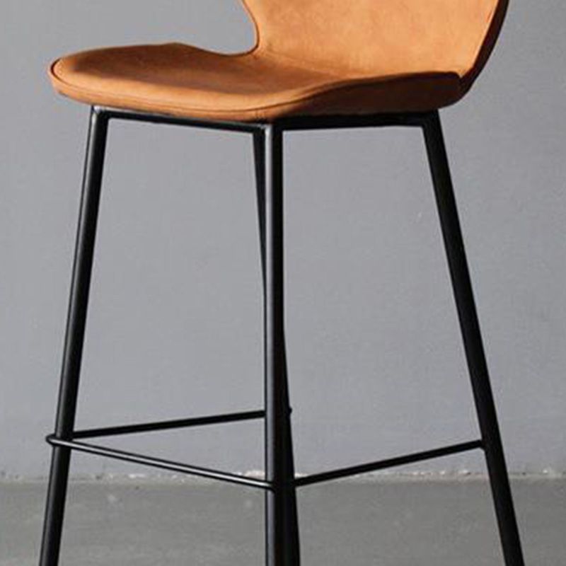 Industrial Faux Leather Bar Stool Patio Bar Stool with Metal Legs