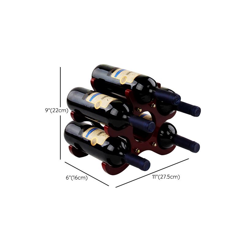 Mid-Century Modern Wine Bottle Rack Tabletop Solid Wood Bottle Holder in Torched Brown