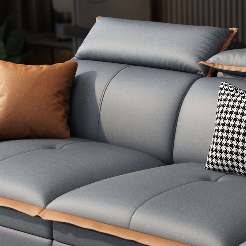 Tufted Pillow Top Arm Sectional Stain Resistant Sectional Gray Faux Leather Clearhalo 'furn' 'furn_sectionals' 'Furniture' 'Living Room Furniture' 'Sectionals' 1200x1200_6666b64a-59f7-4db4-800a-9ca0b5042e83