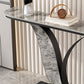 Mesa de consola de media luna contemporánea con base de hierro negro para Hall