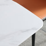 Contemporary Table Set with Sintered Stone Table and Upholstered Chairs Clearhalo 'Dining Room Sets' 'Dining Tables & Seating' 'dining_room_set' 'furn' 'furn_dining_room_set' 'Furniture' 'furniture_dining_room_set' 'Kitchen & Dining Furniture' 'kitchen&dining_furn' 'kitchen' 1200x1200_66675224-3f3f-4e50-84e7-7d4f29f56b13