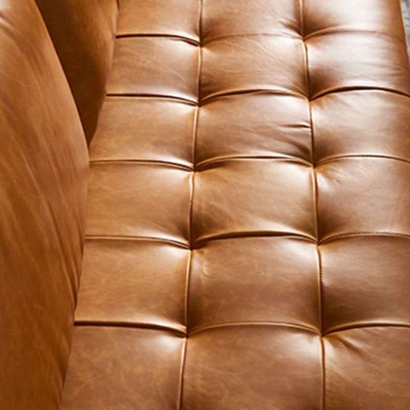 Craftsman Faux Leather Square Tufted Sofa for Living Room 65H