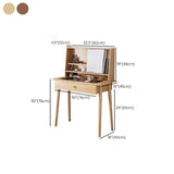 Tavolo da trucco in legno massiccio a specchio scandinavo in marrone