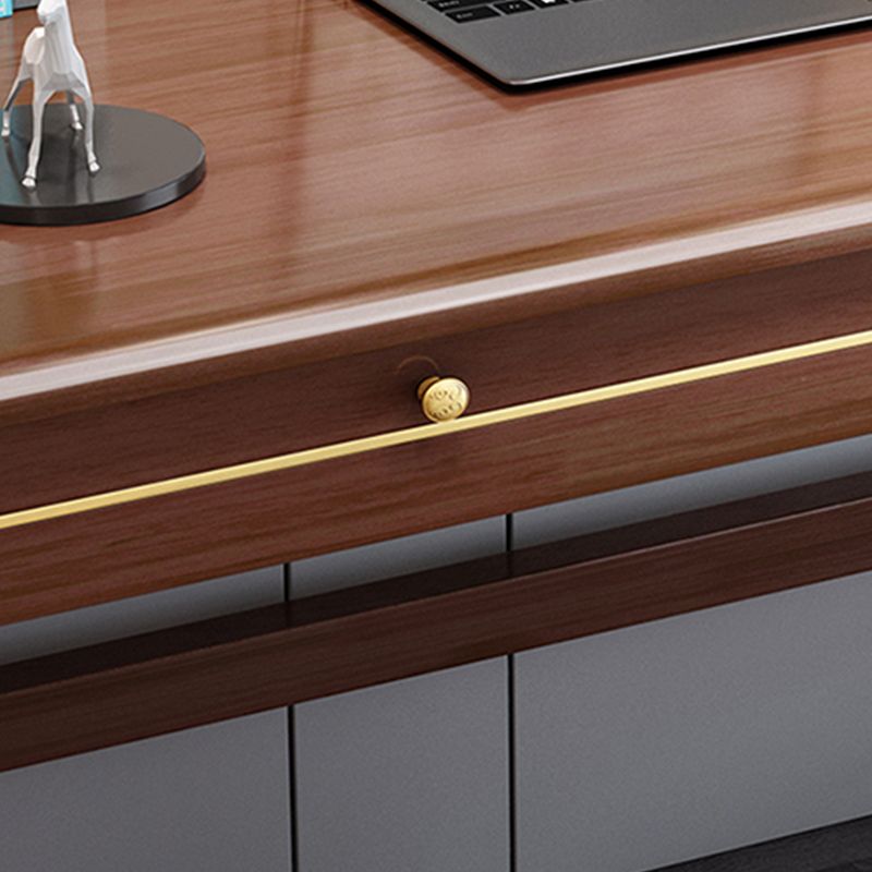 Escritorio de oficina de dormitorio escritorio de escritura de madera sólida con cajones, 31.5 "H