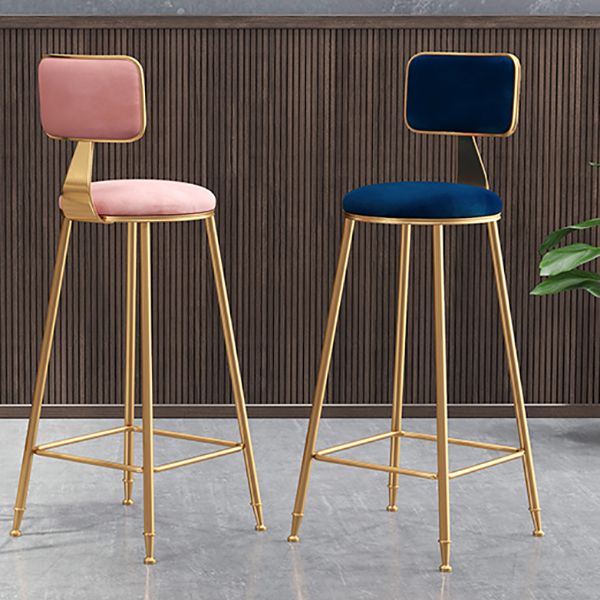 Glam Armless Backrest Counter Stool Iron Dining Room Bar Stool with Cushion