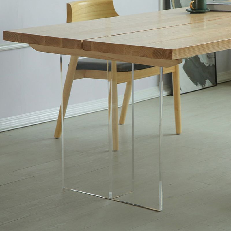 Simple Home Wood Dining Table Rectangle Shape Dining Table with Double Plastic Base Clearhalo ' dining_table' 'Dining Tables & Seating' 'Dining Tables' 'furn' 'furn_dining_table' 'Furniture' 'furniture_dining_table' 'Kitchen & Dining Furniture' 'kitchen&dining_furn' 'kitchen' 'kitchen_dining_table' 1200x1200_666d791a-7a80-4a98-bd14-71dd9c5e5613