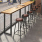 Modern Brown Wood Pub Table with Rectangle Table Top Black Trestle Table, Only Table Clearhalo 'Bar Furniture' 'Bar Tables' 'bar_tables' 'furn' 'furn_bar_tables' 'Furniture' 'furniture_bar_tables' 'Kitchen & Dining Furniture' 1200x1200_666dc9a8-5eaf-4411-9dd6-14bdbcf64a9c
