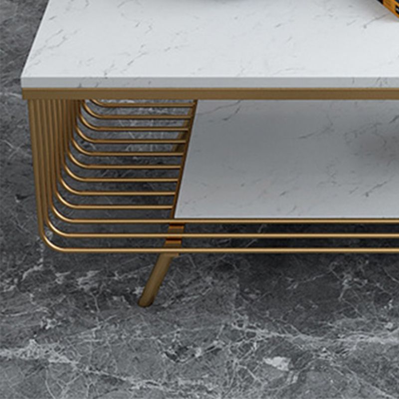 Glam a 4 gambe tavolino in marmo rettangolare con scaffale