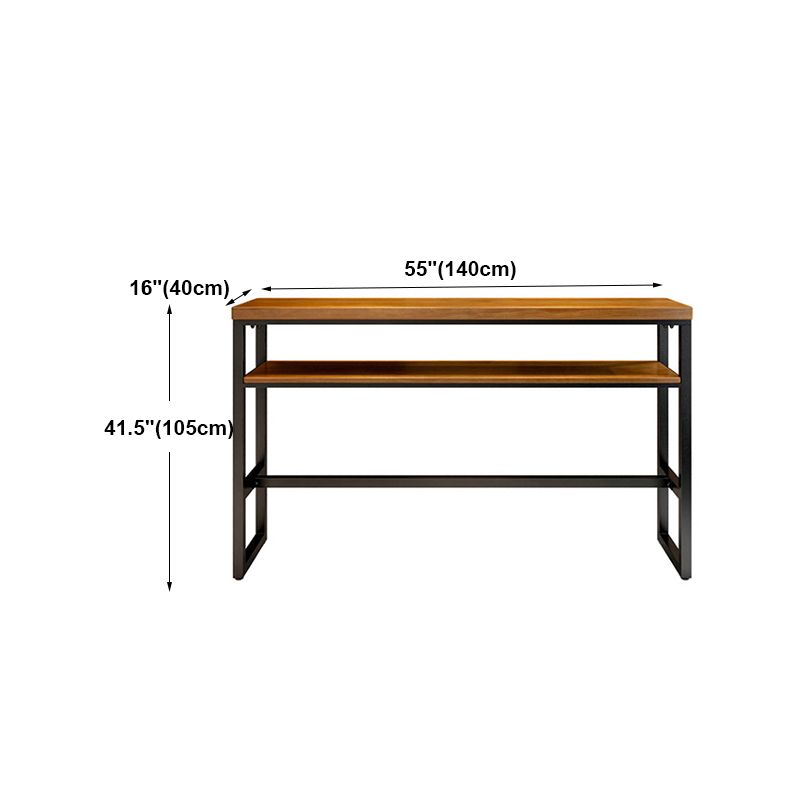 Modern Rectangle Bar Dining Table Wood Trestle Bar Height Table with Shelves Clearhalo 'Bar Furniture' 'Bar Tables' 'bar_tables' 'furn' 'furn_bar_tables' 'Furniture' 'furniture_bar_tables' 'Kitchen & Dining Furniture' 'kitchen&dining_furn' 'kitchen' 1200x1200_66707d22-27f3-4cc1-a415-ff07e6ee6408