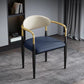 Contemporary Faux Leather Arm Dining Chair for Home in Gold Finish