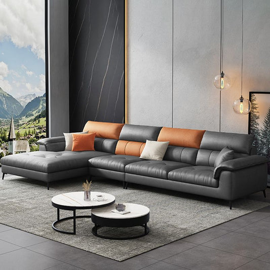 Hedendaagse vlekbestendige sectionele L-vorm kussenkussen toparm sectioneel