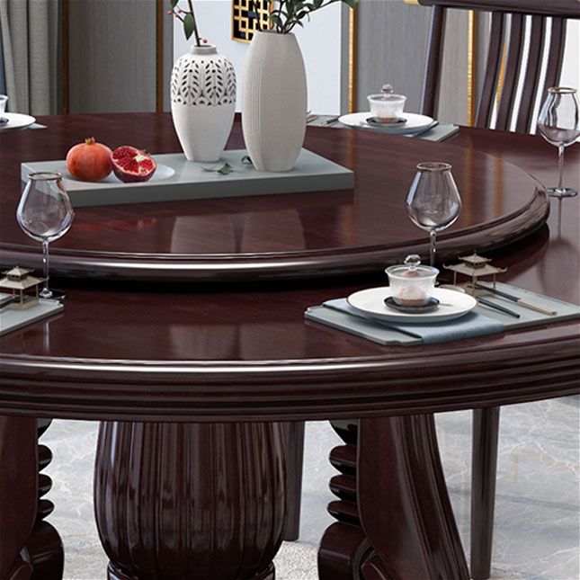 Wood Pedestal Dining Table Turntable Dining Table for Dining Room Clearhalo 'Dining Tables & Seating' 'Dining Tables' 'dining_table' 'furn' 'furn_dining_table' 'Furniture' 'Kitchen & Dining Furniture' 1200x1200_6673d6e8-b117-4be1-b3af-1100076426fb