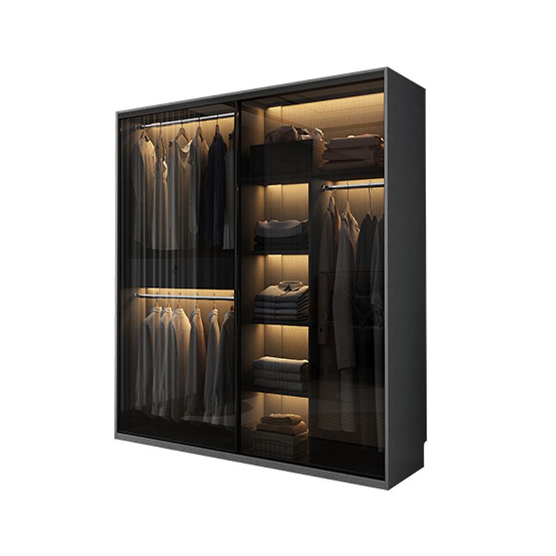 Armadio per armadio in vetro e legno con armadio grigio grigio