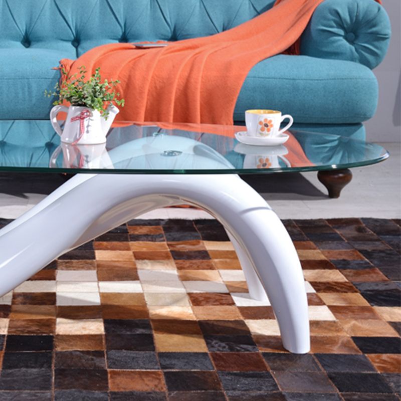 Single Glass-Topped Cocktail Table Oval Contemporary Coffee Table Clearhalo 'Coffee & Accent Tables' 'Coffee Tables' 'coffee_tables' 'furn' 'furn_coffee_tables' 'Furniture' 'Living Room Furniture' 1200x1200_66788a5d-f3b3-4ca0-8307-8aa4d5810680