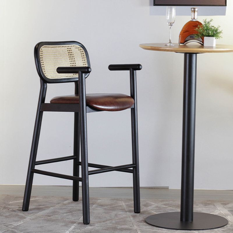 Solid Wood Dining Stools Contemporary Armed Bar Stools with Footrest Clearhalo 'Bar Furniture' 'Bar Stools' 'bar_stools' 'furn' 'furn_bar_stools' 'Furniture' 'Kitchen & Dining Furniture' 1200x1200_667a347e-1e18-4cc8-a182-aa4b18aab1b5