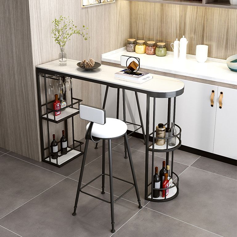 Glam Style Stone Bar Table 42-inch Height Metal Base Bistro Table for Dining Room Clearhalo 'Bar Furniture' 'Bar Tables' 'bar_tables' 'furn' 'furn_bar_tables' 'Furniture' 'furniture_bar_tables' 'Kitchen & Dining Furniture' 1200x1200_667adb8e-87e2-4e02-91a8-bffa3e25cd5a