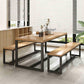 Natural Finish Rectangle Dining Table Industrial Dinette Table with Metal Frame