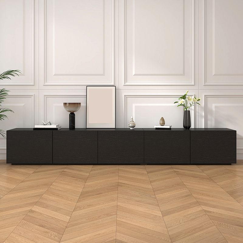 Consola de TV contemporánea negra Consola multimedia de madera sintética con puertas