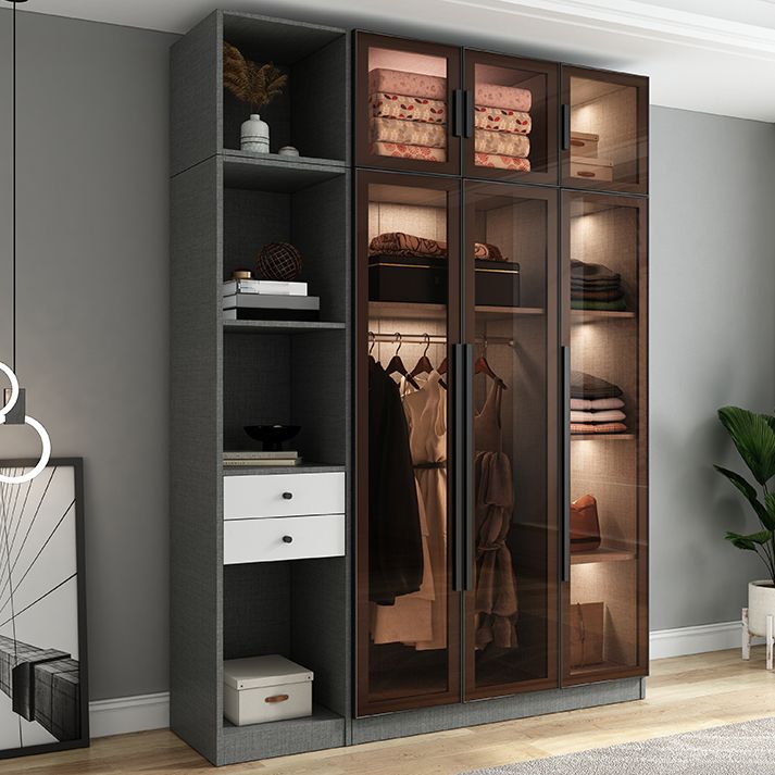 Modern Style Storage Cabinet Mirrored Finish Cabinet with Glass Door Clearhalo 'Armoires & Wardrobes' 'armoires_wardrobes' 'Bedroom Furniture' 'furn' 'furn_armoires_wardrobes' 'Furniture' 1200x1200_667e4564-2a83-469e-bb57-c0c31b5c18be